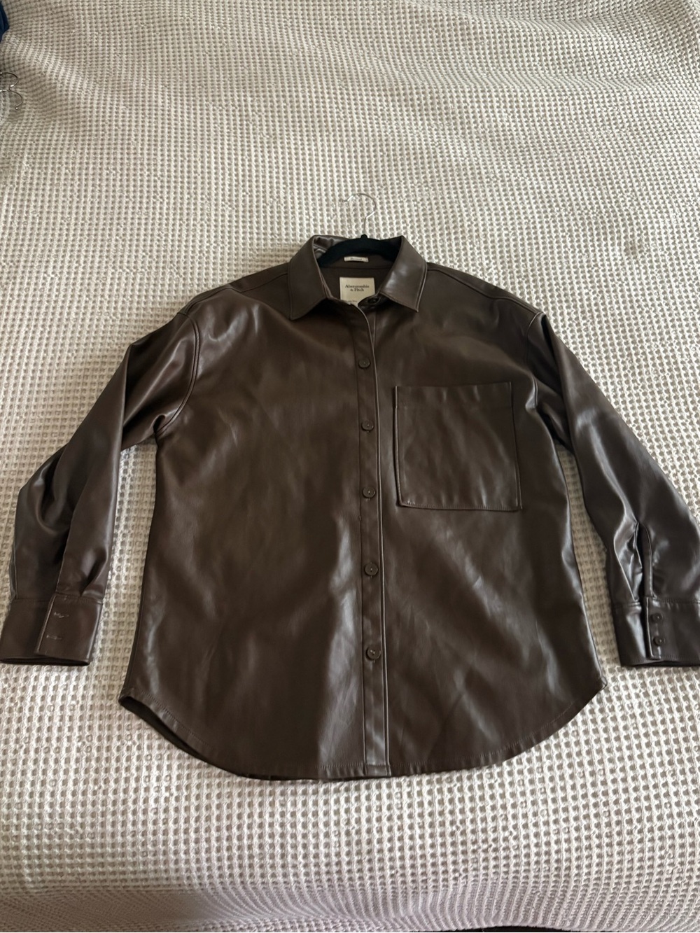 Abercrombie & Fitch Brown Faux Leather Button-Down Shirt